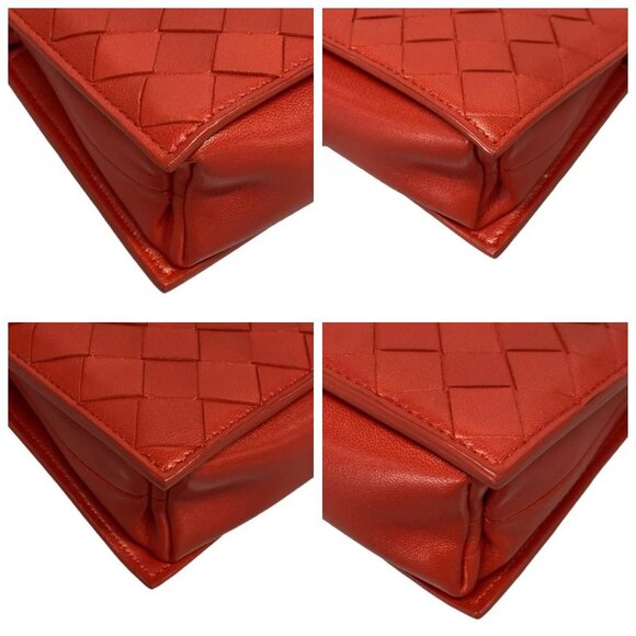 BOTTEGA VENETA Intrecciato - Red Leather Shoulder Bag 619-072925 - Picture 6 of 14